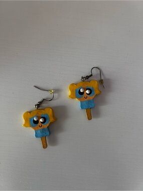 Handmade Yellow & Blue Popsicle Character Earrings - Cute Women Accessories